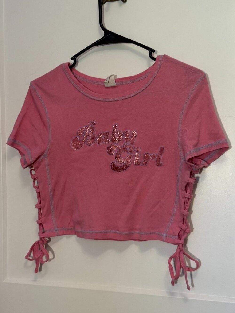Urban Outfitters Baby Girl Glitter Lattice Side Tee